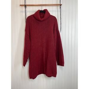 PrettyGarden Women’s Burgundy Turtle Neck Pullover Sweater Dress Plus Size 16 18
